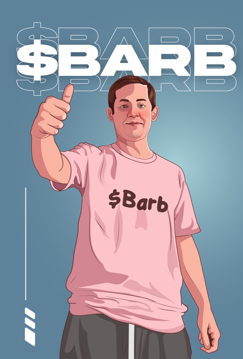 Illustration of Barb giving a thumbs up, wearing a $Barb shirt